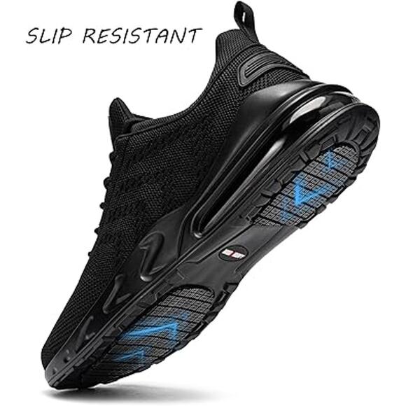 Larnmern Mens 10.5 Wide Black Mesh Sneakers Lace Up Round Toe Slip On Shoes main image 5